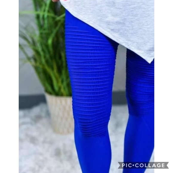OUT OF STOCK C̺͆L̺͆E̺͆A̺͆R̺͆A̺͆N̺͆C̺͆E̺͆ Blue Motto Style Leggings - Picture 2 of 2